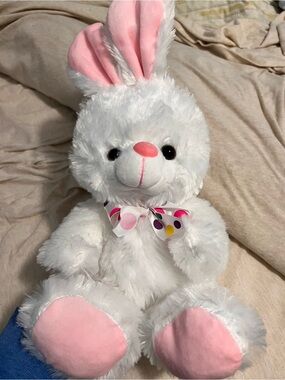 Plush White Bunny with Pink Accents - Soft Stuffed Animal Plush